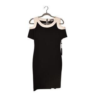 TOMMY HILFIGER NEW $99 Black‎ White Cold-Shoulder Sheath Dress Size 4